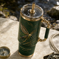 River & Rise - Gilded Mayfly on Forest Green