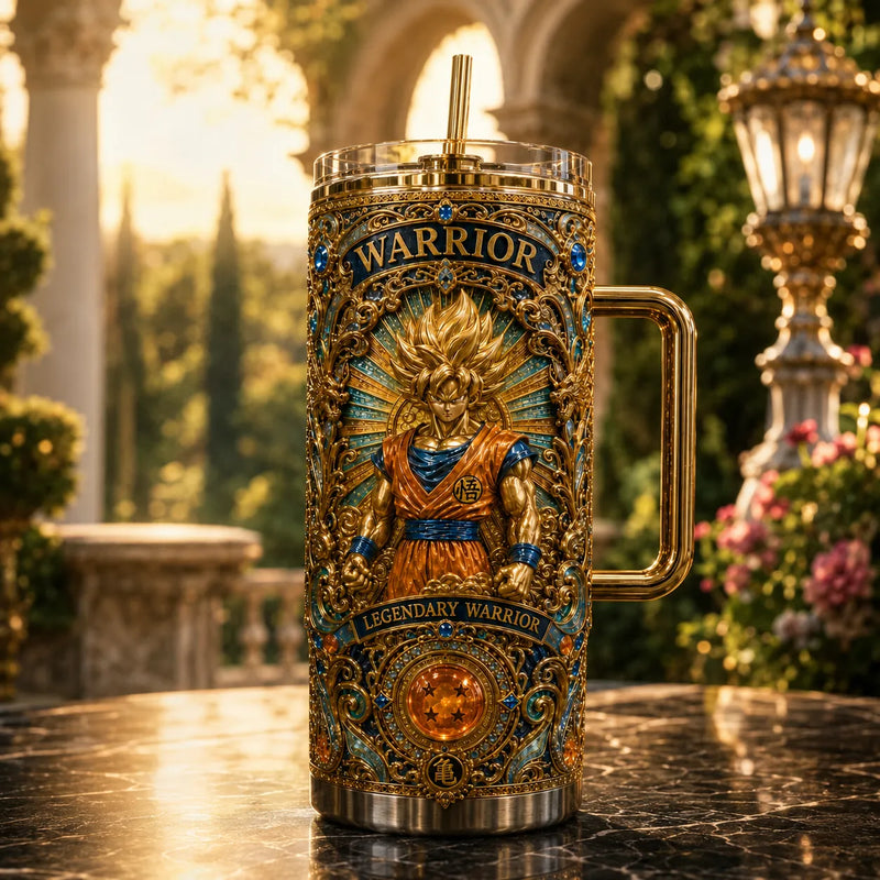 Goku - Gilded Relief in Sapphire, Amber and Gold