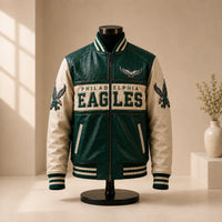 PHI Green - Color-Blocked Varsity Statement Outerwear