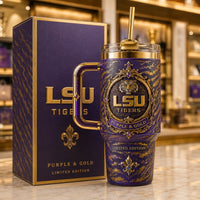 LSU Purple & Gold - Ornate Crest Drinkware Composition