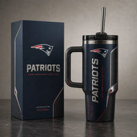 NE Carbon Navy - Vertical Crest Tumbler in Chrome and Red