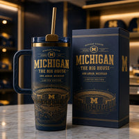 MICH and The Big House - Navy and Gold Stadium Tumbler