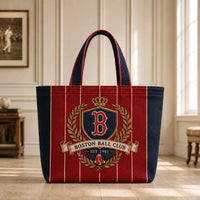 BOS Heritage Crest - Pinstripe Tote in Navy and Red