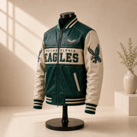 PHI Green - Color-Blocked Varsity Statement Outerwear