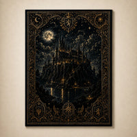 Moonlit Keep - Gilded Castle Composition in Obsidian