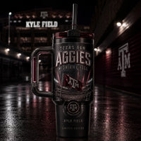 Midnight Yell - TAMU Maroon and Obsidian Tumbler Graphic