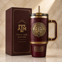 TAMU Crest in Maroon - An Editorial Study in Heritage and Gold