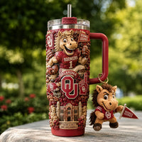 OU Crimson Collage - Sooner Mascot Wraparound Tumbler