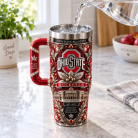 OSU Crest - Scarlet Heritage Tumbler in Ornamental Detail