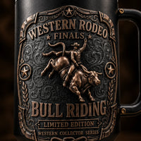 Bull Riding Finals - Copper Relief on Matte Black