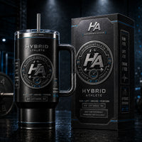 Hybrid Athlete - Monochrome Badge Composition on a Tumbler
