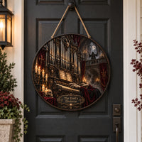 The Devil's Nocturne - Candlelit Gothic Organ Round Wood Sign