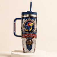 KU Heraldic Crest - Ornamental Jayhawk Tumbler Composition