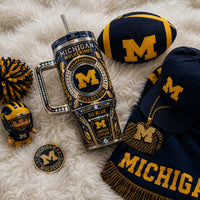 MICH Go Blue - Gold Crest and Navy Heritage Tumbler