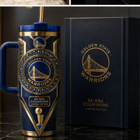 GSW Medallion - Navy and Gold Wraparound Tumbler