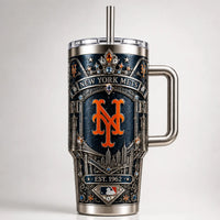 NYM Heritage Panel - Ornamental Navy and Orange Tumbler