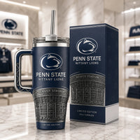 PSU Blue Hour - Stadium Relief and the Lion Mark